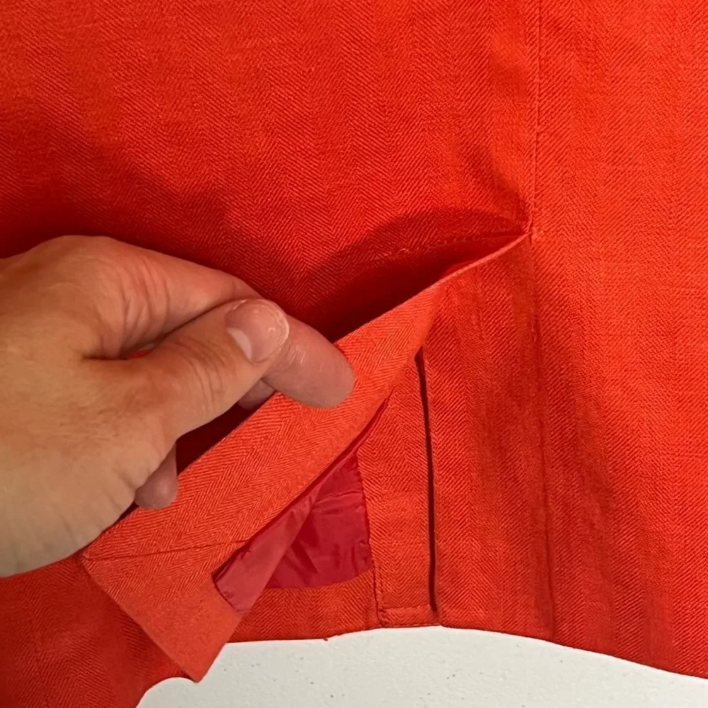 J. Crew Orange Red 100% Linen Blazer Classic Two Button‎ Professional Jacket 4